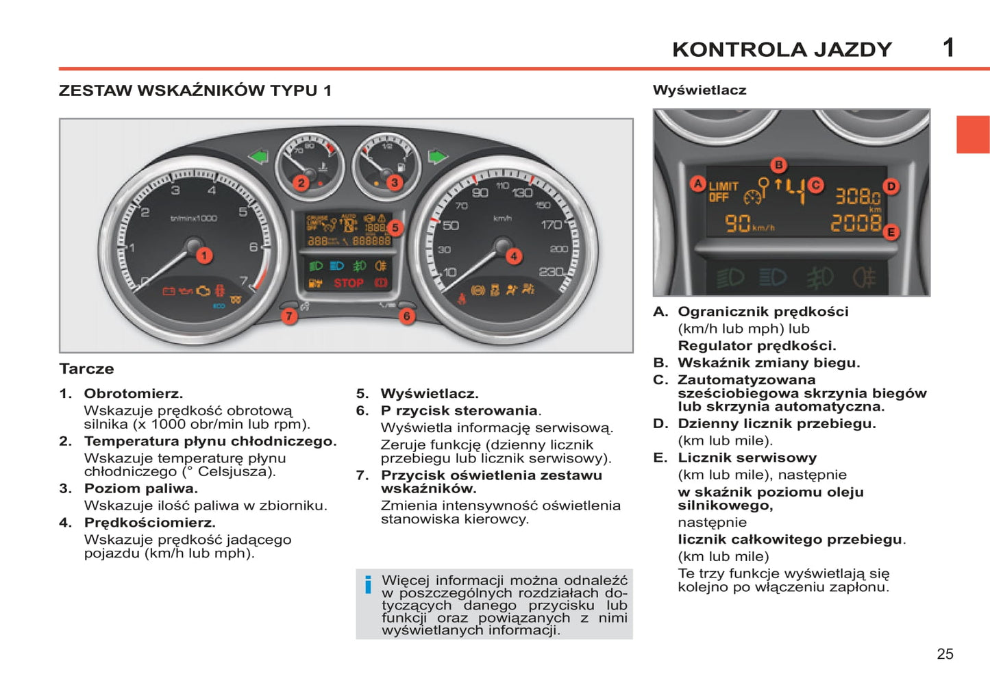 2012-2013 Peugeot 308 Owner's Manual | Polish