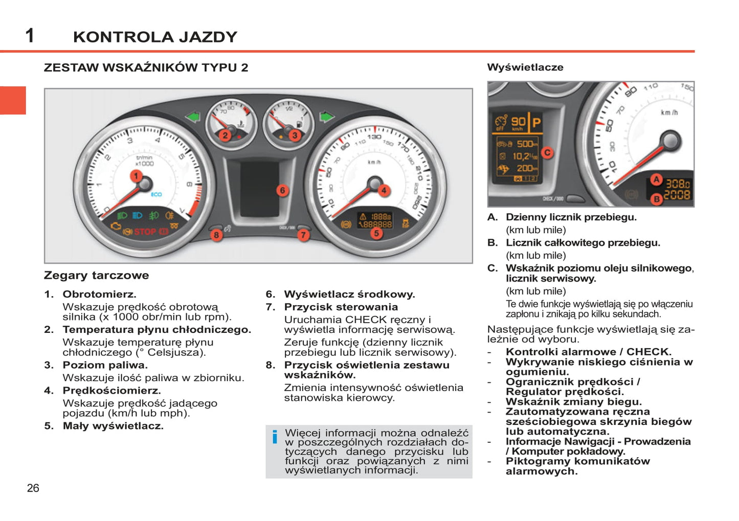 2012-2013 Peugeot 308 Owner's Manual | Polish