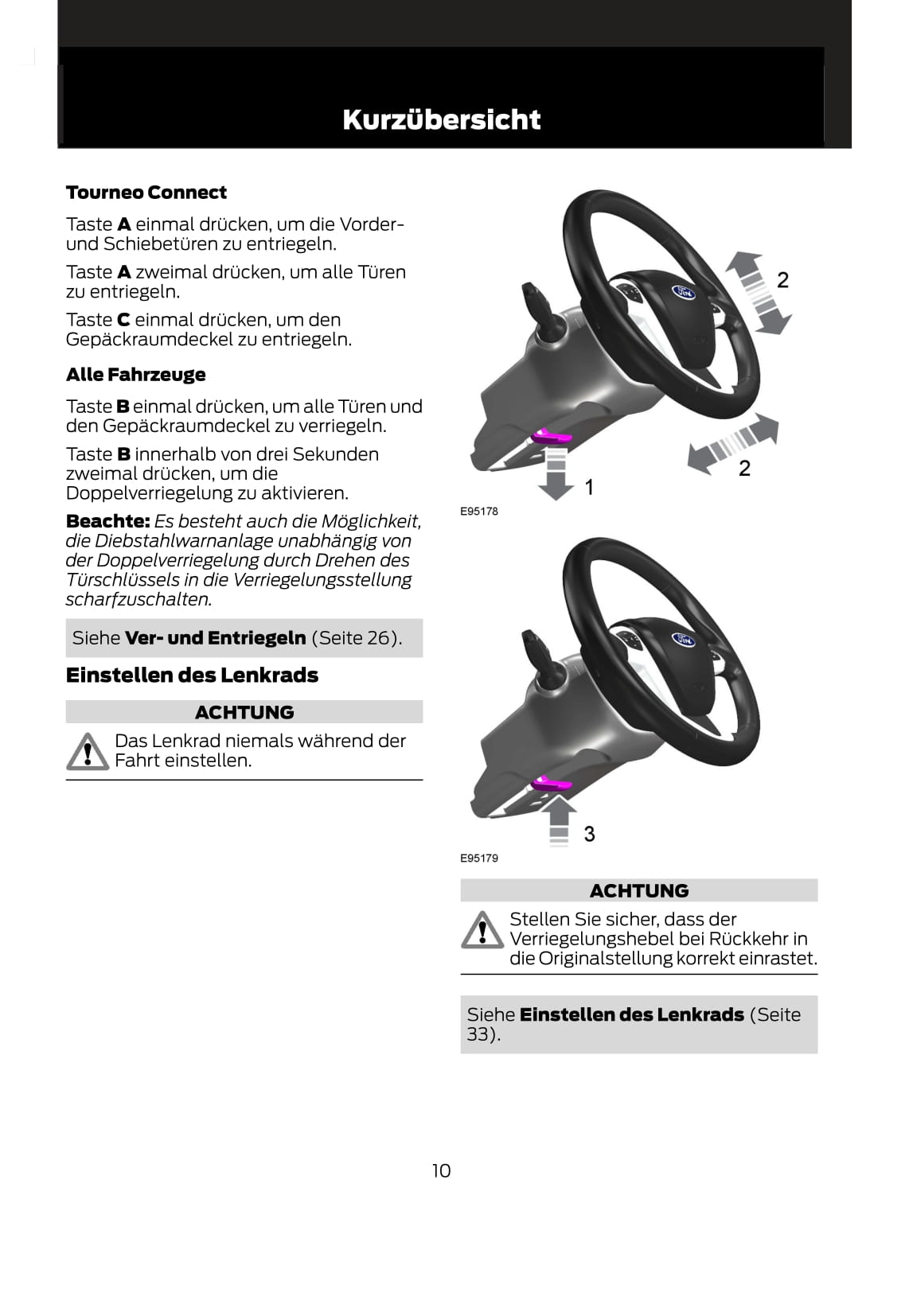 2011-2014 Ford Tourneo Connect/Transit Connect Owner's Manual | German