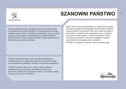 2011-2012 Peugeot Expert Owner's Manual | Polish