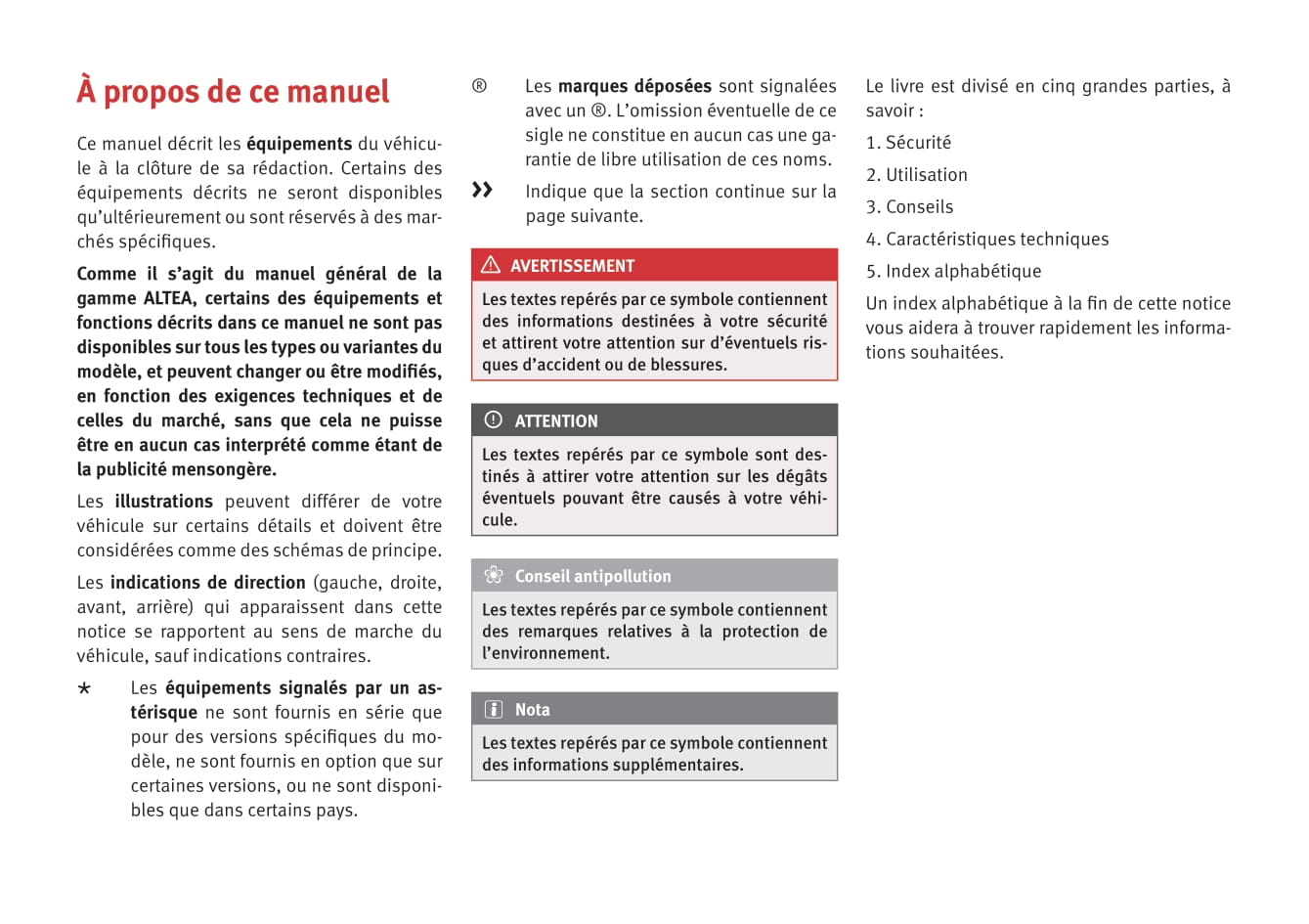 2009-2015 Seat Altea Owner's Manual | French