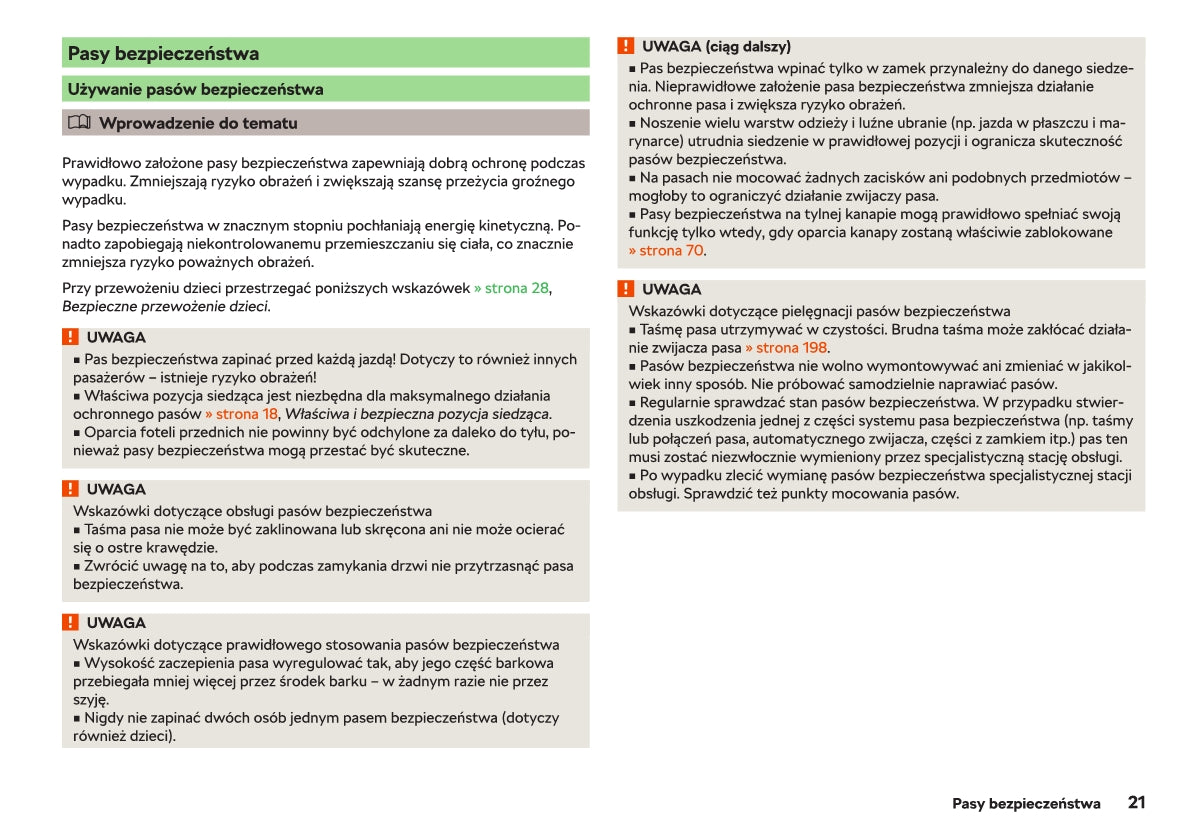 2012-2019 Skoda Rapid Owner's Manual | Polish