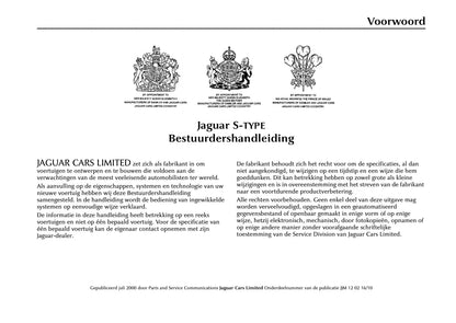 2000-2001 Jaguar S-Type Gebruikershandleiding | Nederlands