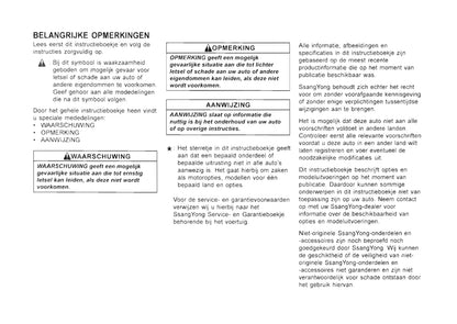 2001-2006 SsangYong Rexton Owner's Manual | Dutch