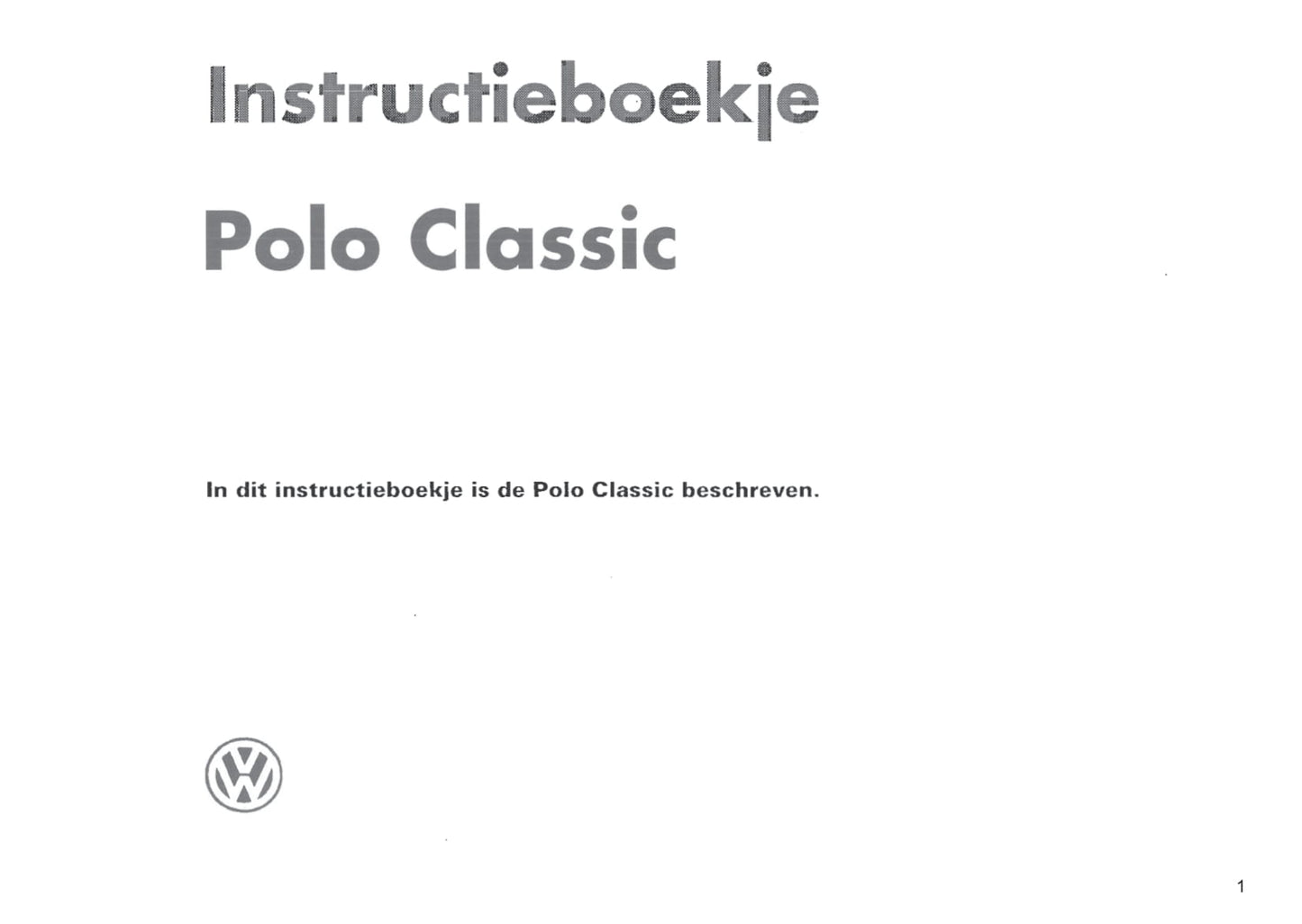 1996-1999 Volkswagen Polo Classic Gebruikershandleiding | Nederlands