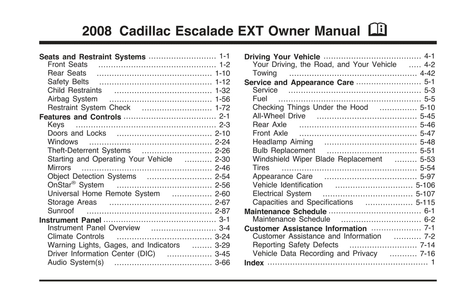 2008 Cadillac Escalade Gebruikershandleiding | Engels