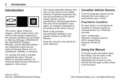 2016 Chevrolet Malibu Owner's Manual | English