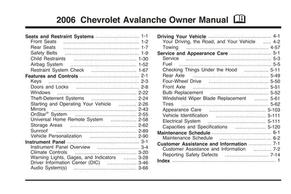 2006 Chevrolet Avalanche Gebruikershandleiding | Engels