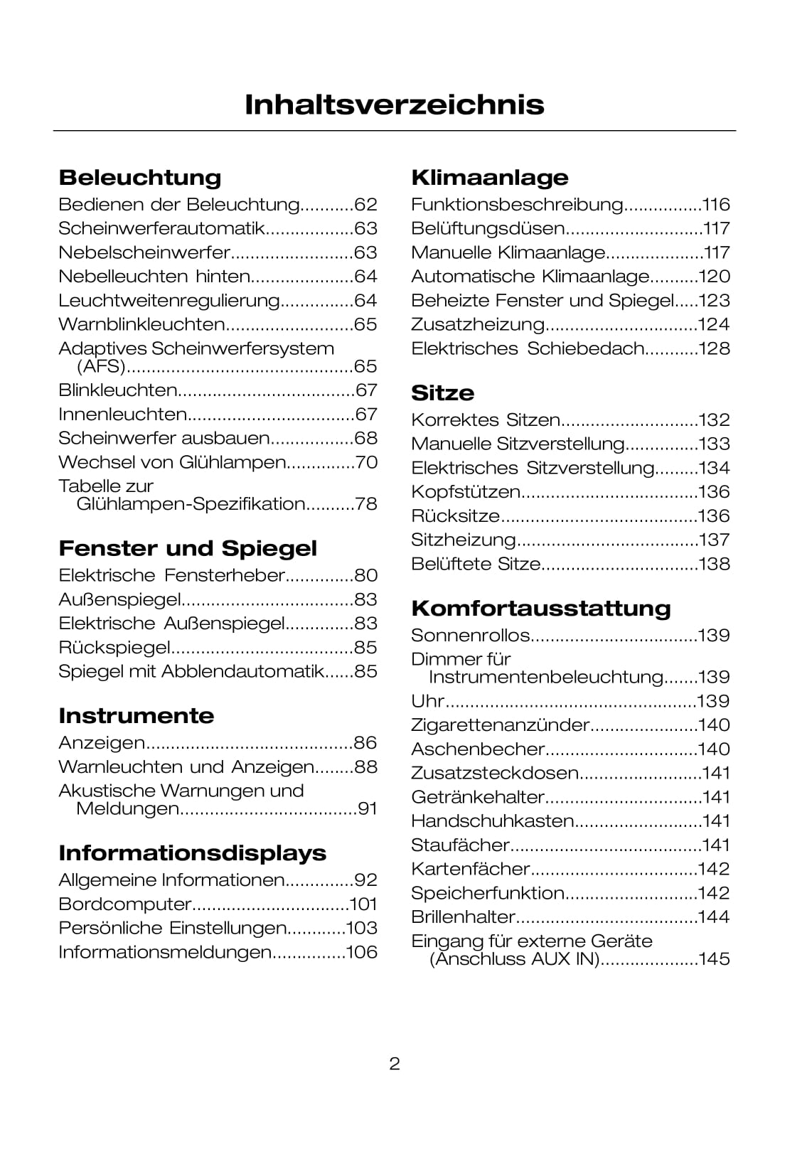 2007-2008 Ford Mondeo Owner's Manual | German