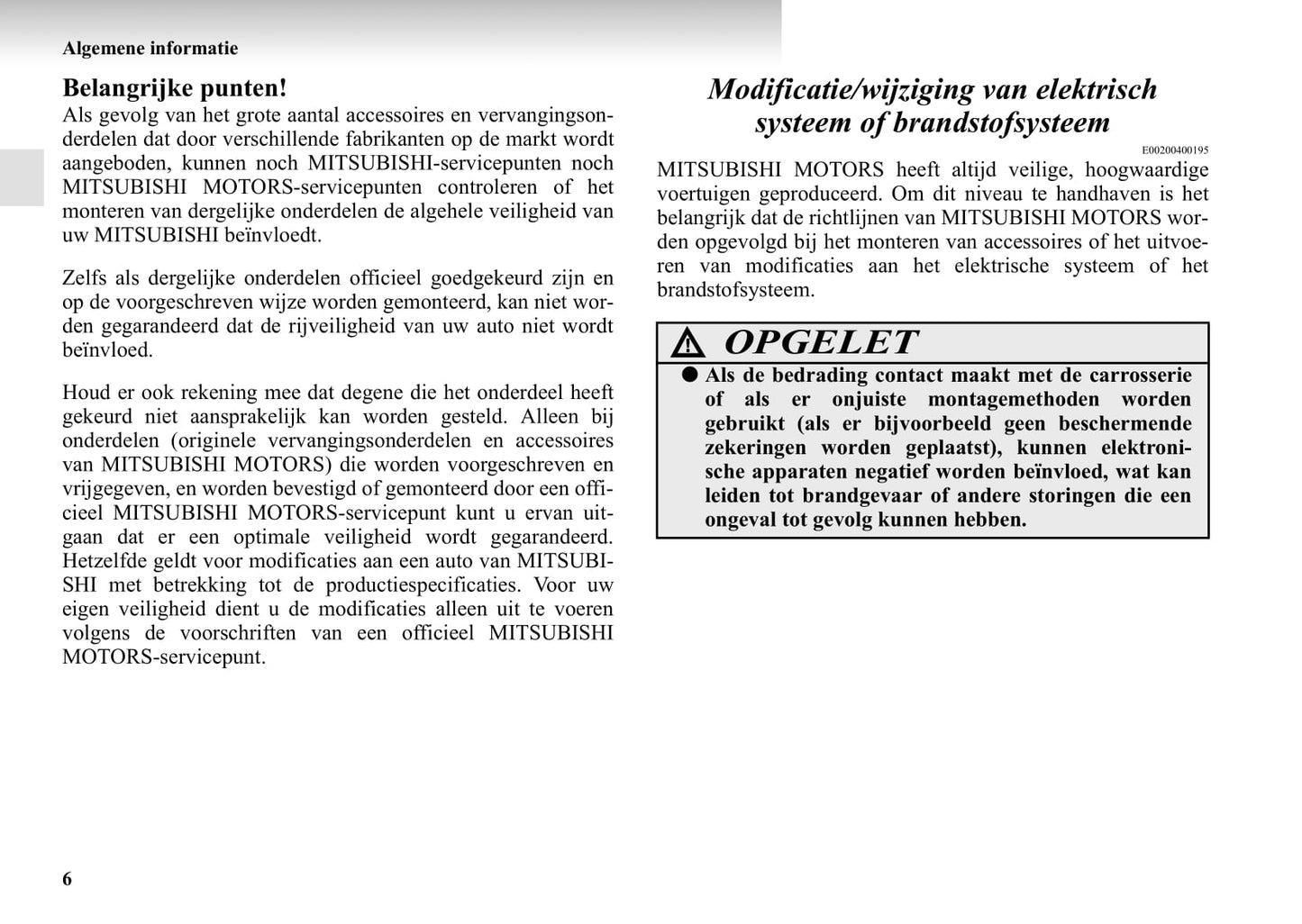 2003-2007 Mitsubishi Lancer Owner's Manual | Dutch