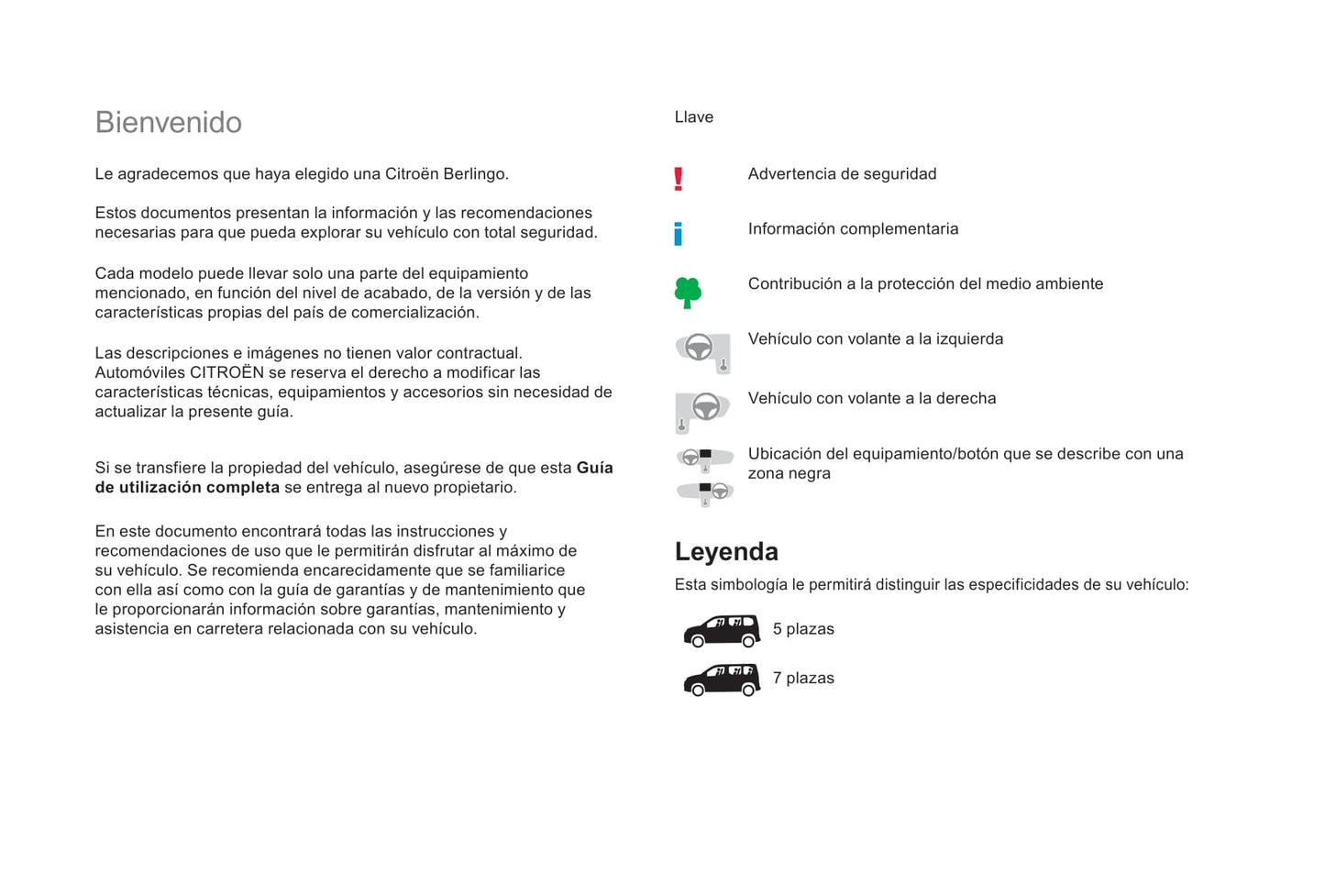 2018-2019 Citroën Berlingo Owner's Manual | Spanish