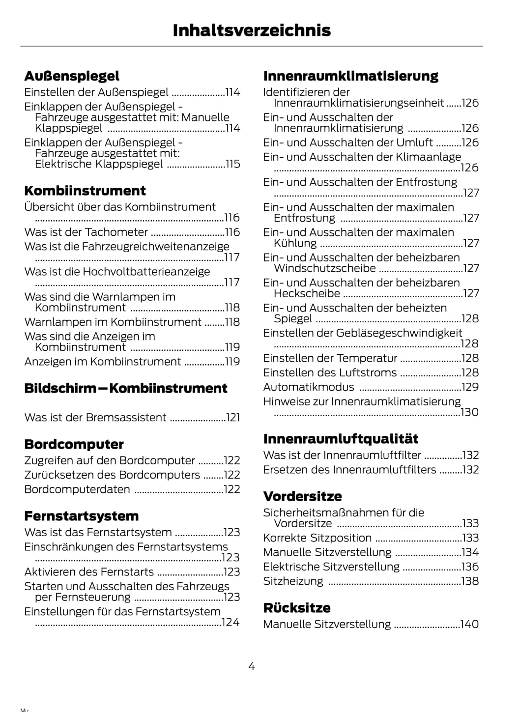 2020-2021 Ford Mustang Mach-E Owner's Manual | German