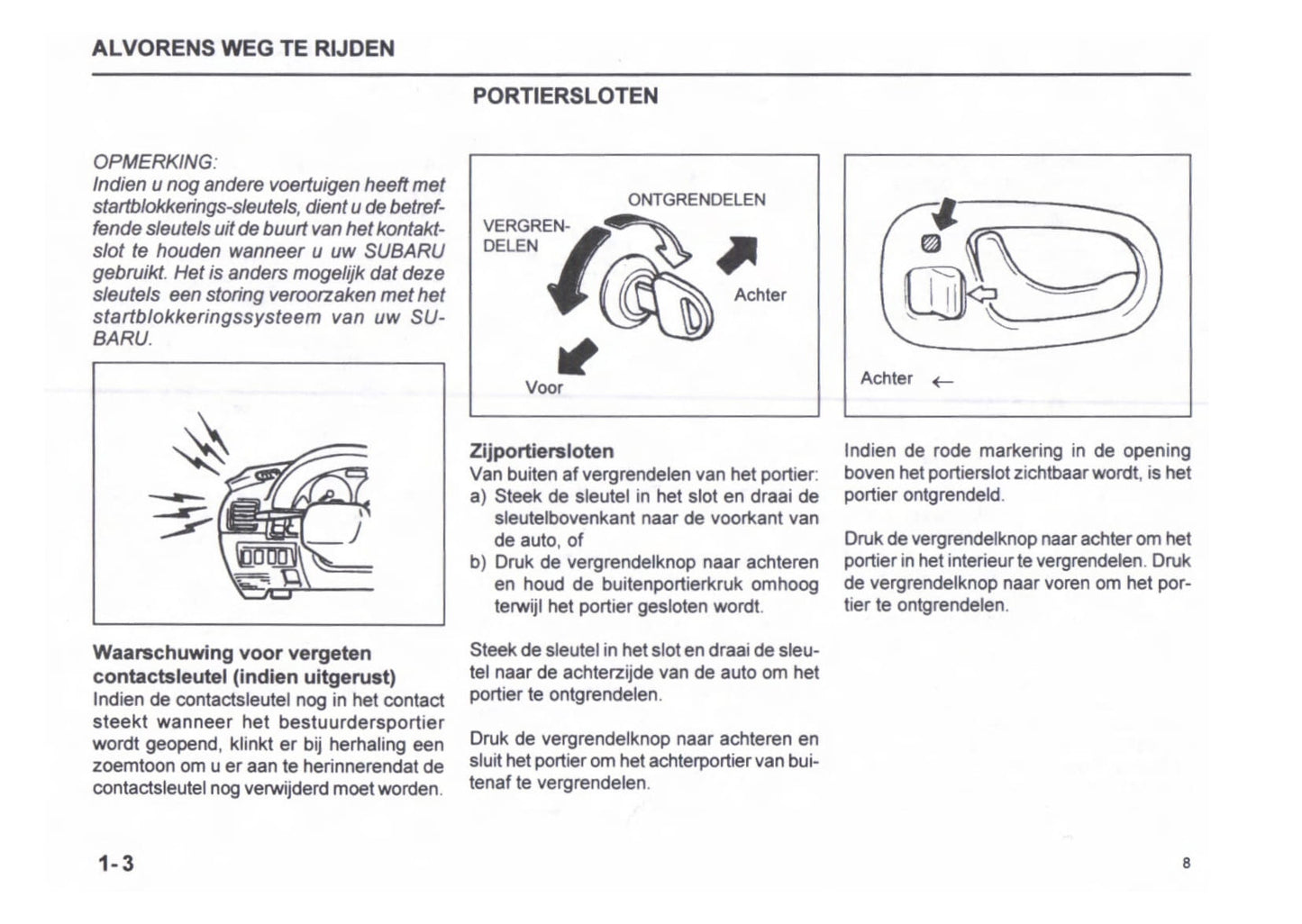 1999-2000 Subaru Justy Owner's Manual | Dutch