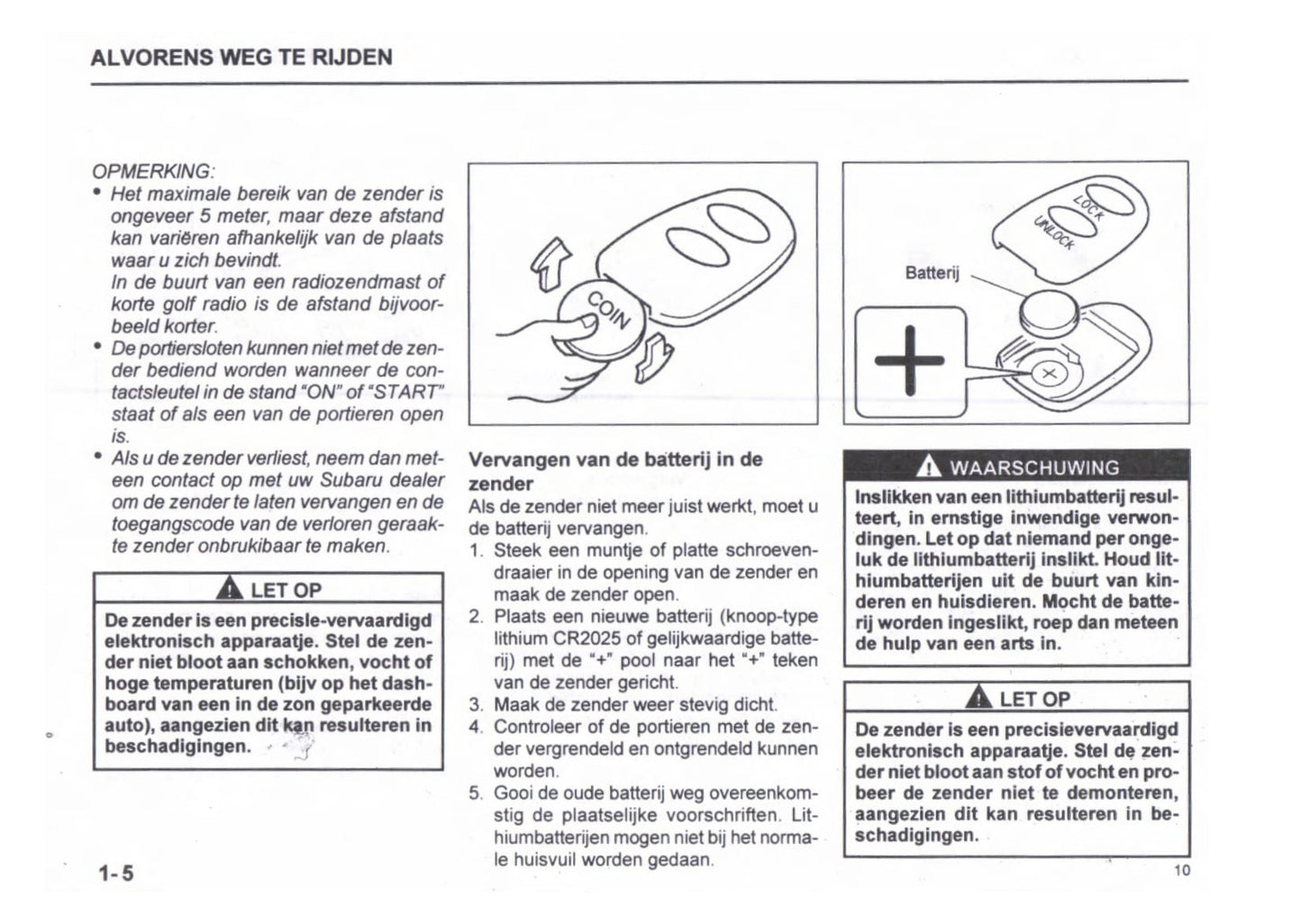 1999-2000 Subaru Justy Owner's Manual | Dutch