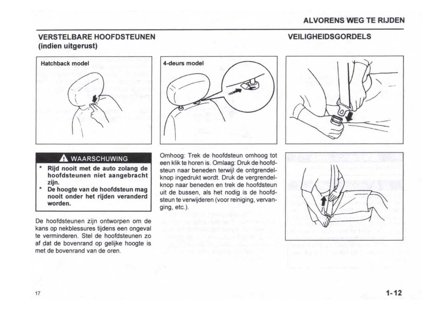 1999-2000 Subaru Justy Owner's Manual | Dutch