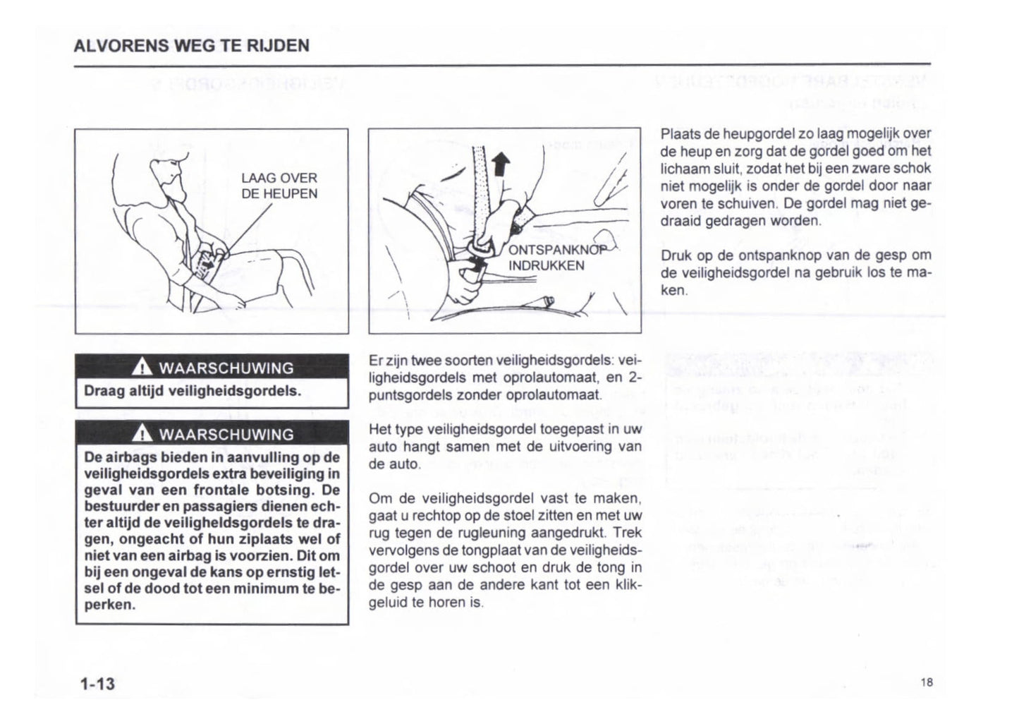 1999-2000 Subaru Justy Owner's Manual | Dutch