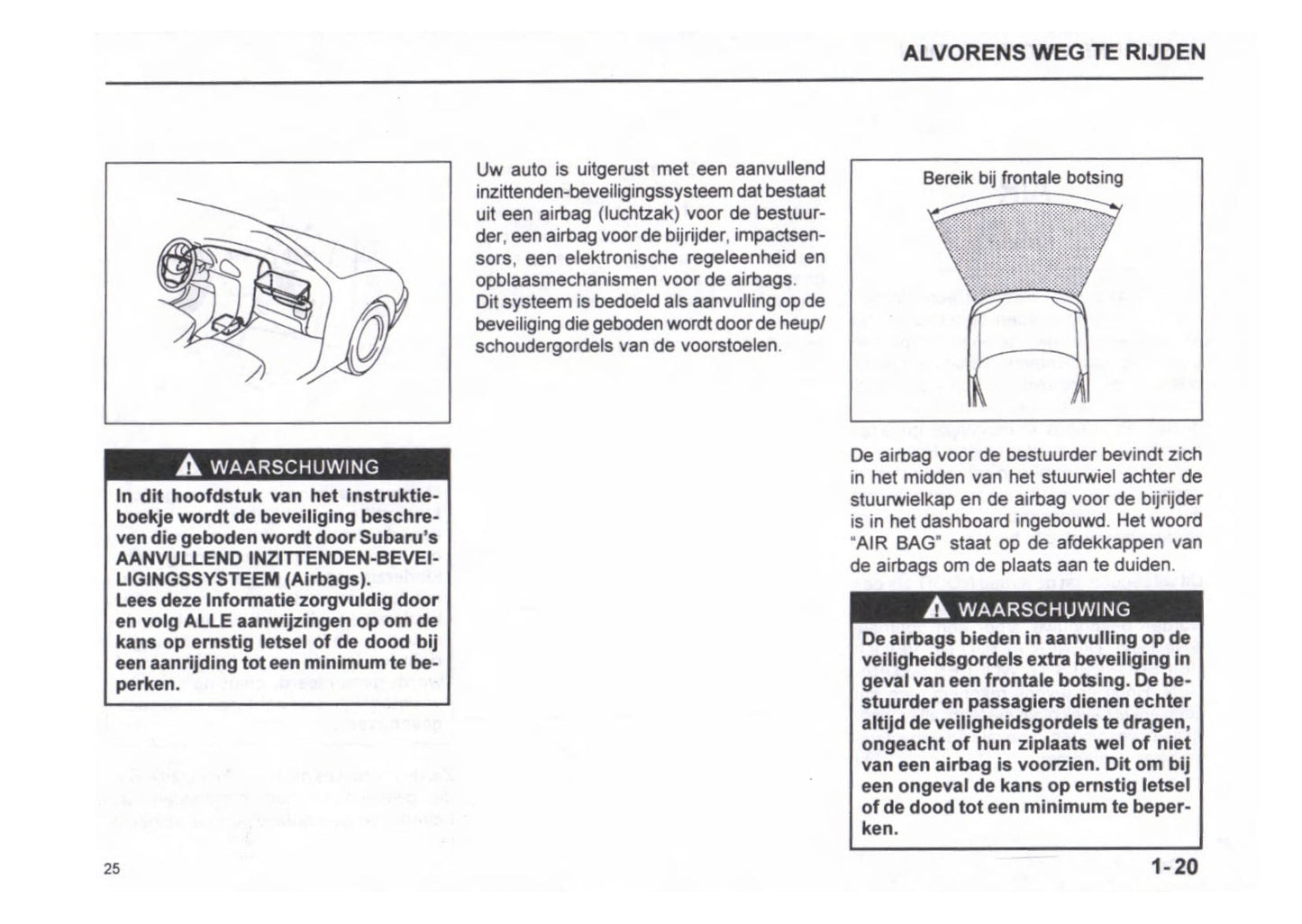 1999-2000 Subaru Justy Owner's Manual | Dutch