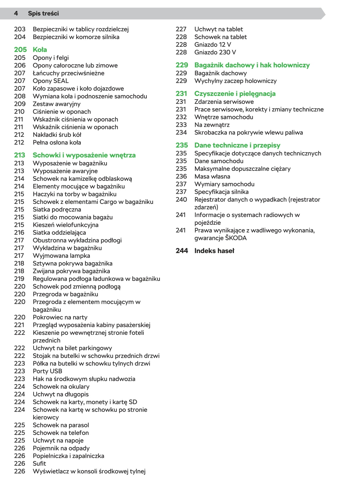 2019-2020 Skoda Superb Owner's Manual | Polish