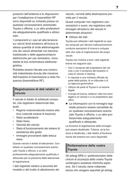 2021-2022 Toyota Yaris Cross Hybrid Owner's Manual | Italian
