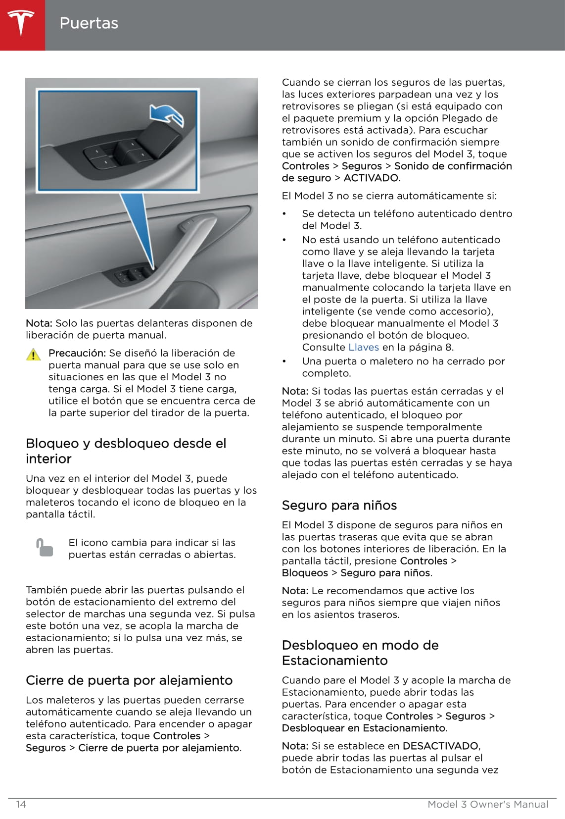 2019 Tesla Model 3 Gebruikershandleiding | Spaans