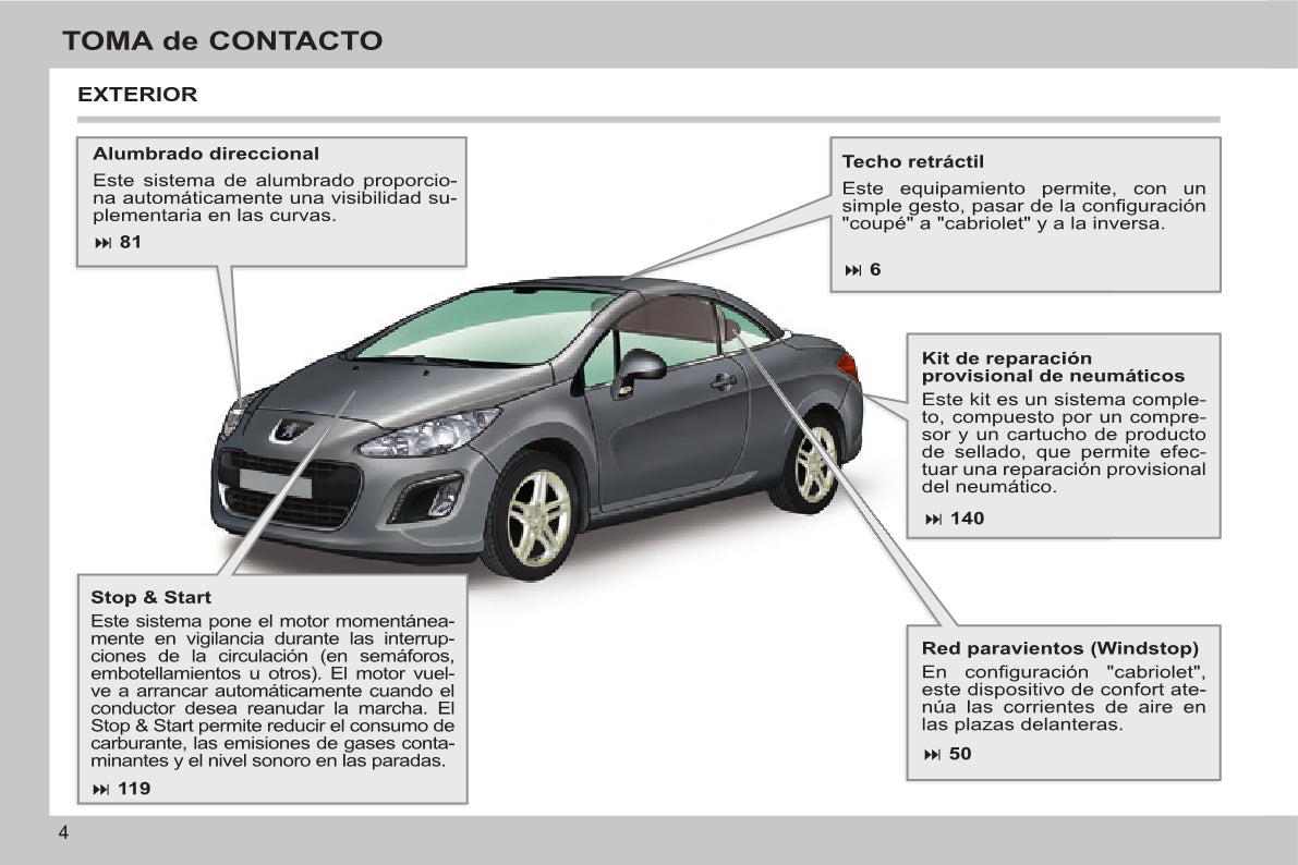 2013-2014 Peugeot 308 CC Owner's Manual | Spanish