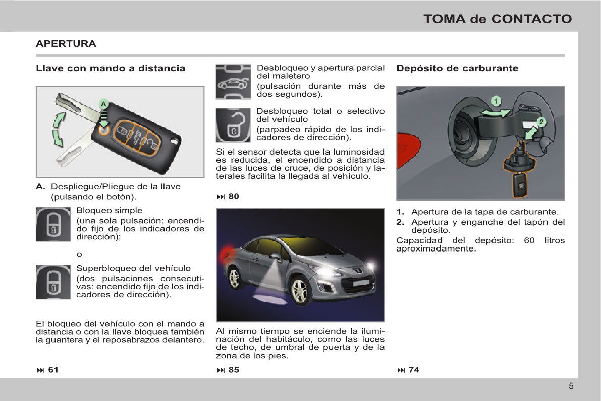 2013-2014 Peugeot 308 CC Owner's Manual | Spanish