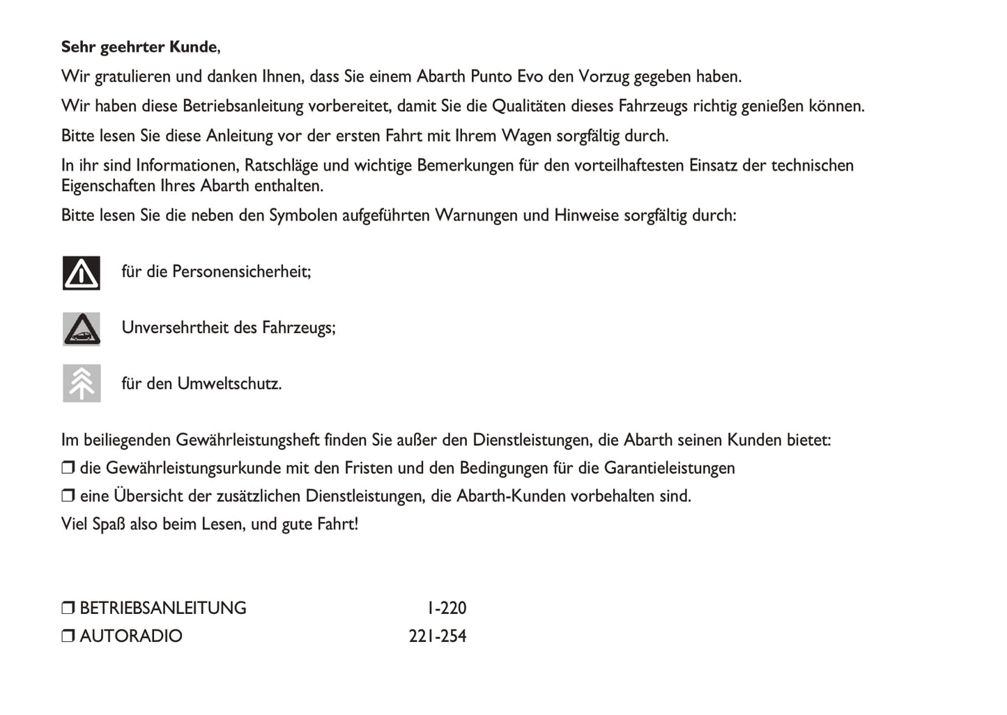 2010-2014 Abarth Punto Evo Gebruikershandleiding | Duits