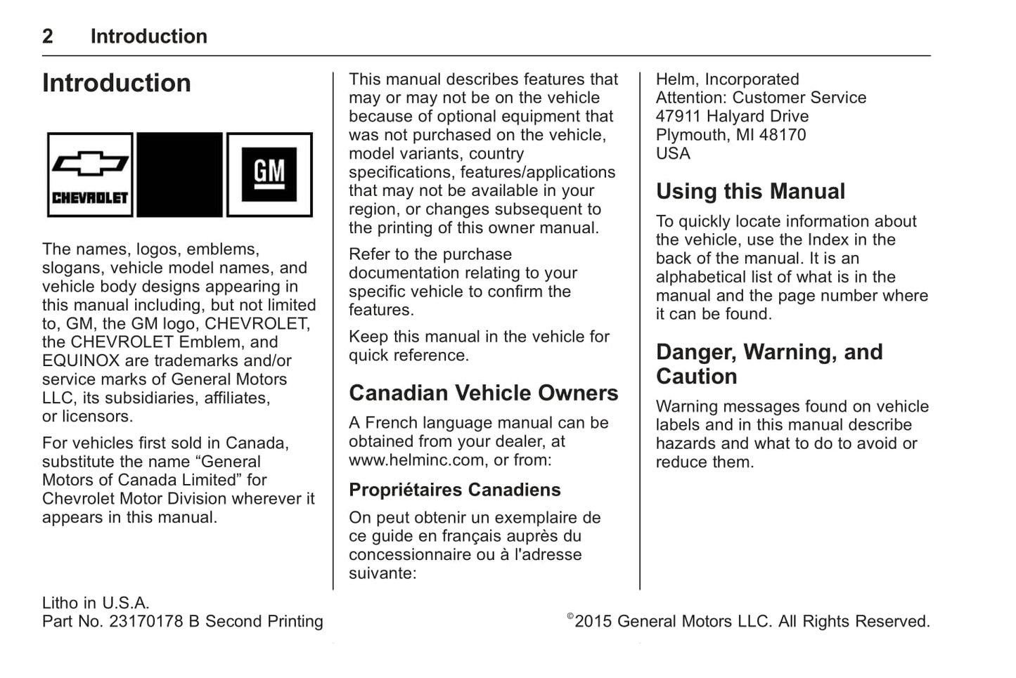 2016 Chevrolet Equinox Owner's Manual | English