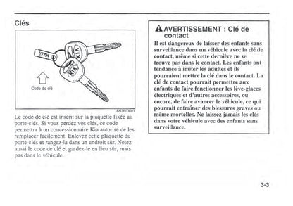 2002 Kia Sportage Owner's Manual | French