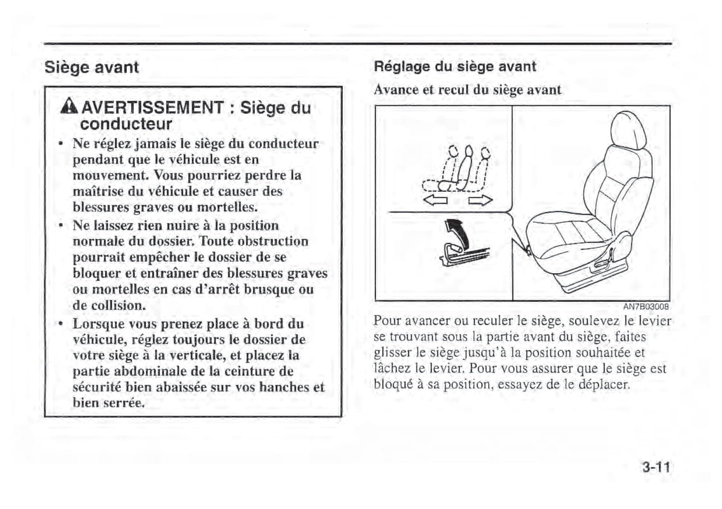 2002 Kia Sportage Owner's Manual | French