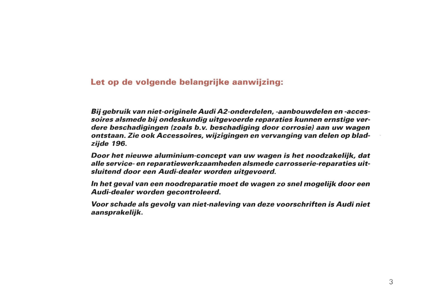 2000-2008 Audi A2 Gebruikershandleiding | Nederlands