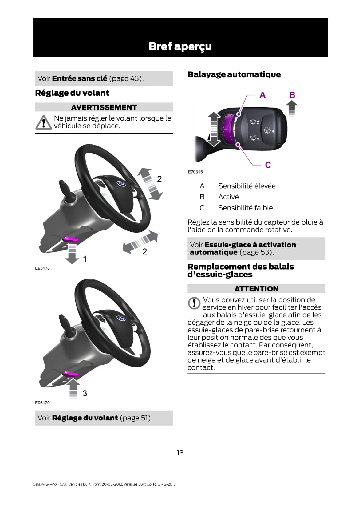 2012-2013 Ford Galaxy / S-Max Gebruikershandleiding | Frans