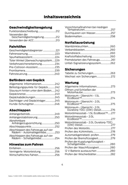 2015-2016 Ford Galaxy/S-Max Gebruikershandleiding | Duits