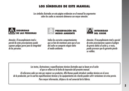 2000-2005 Alfa Romeo 147 Owner's Manual | Spanish