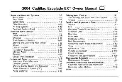 2004 Cadillac Escalade Gebruikershandleiding | Engels