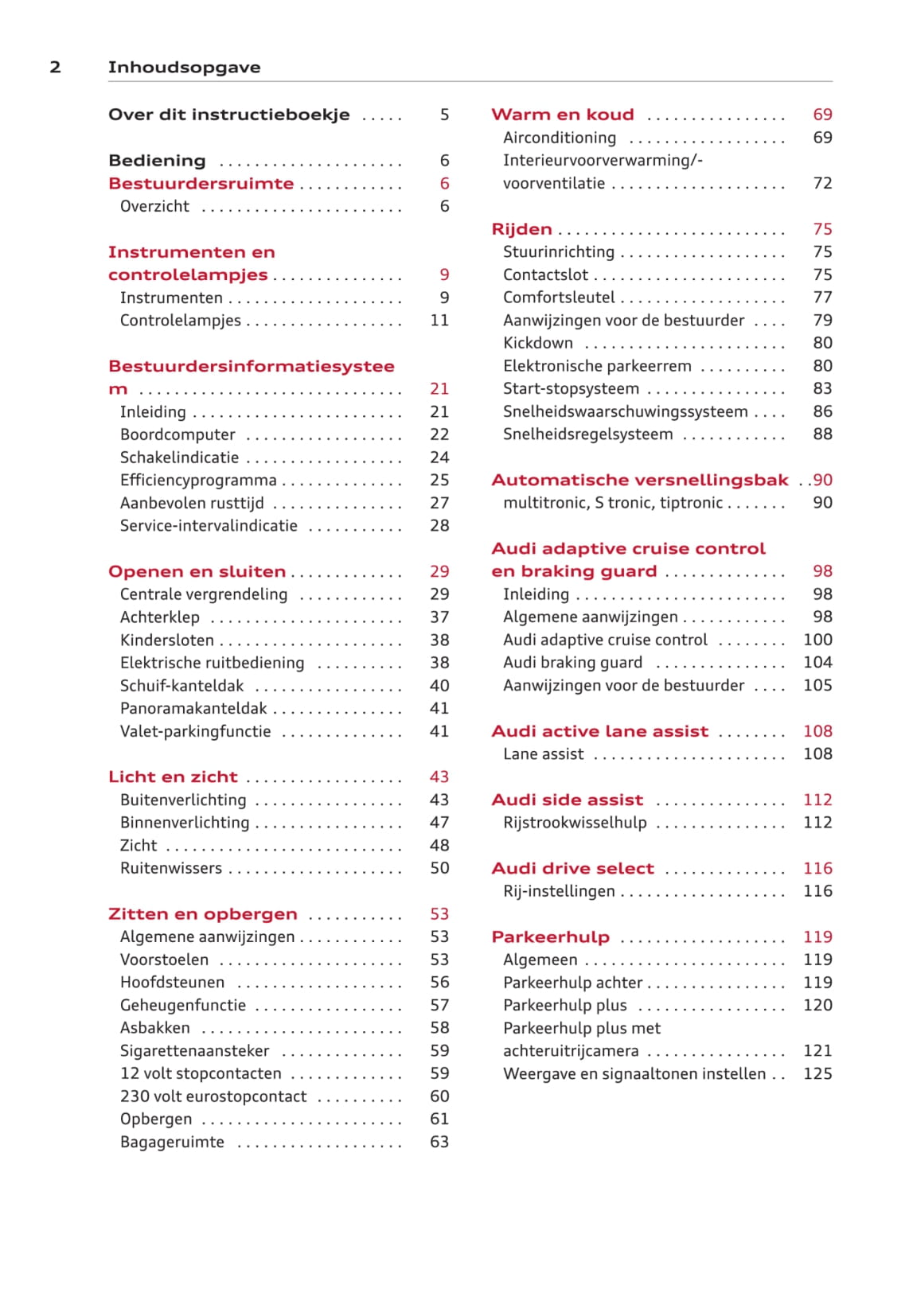 2011-2016 Audi A5/S5 Owner's Manual | Dutch