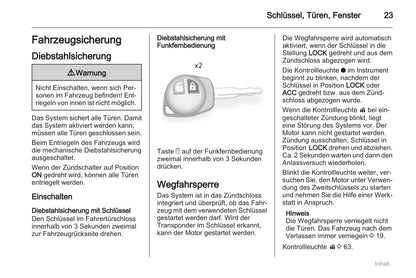 2011-2012 Opel Agila Owner's Manual | German