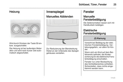 2011-2012 Opel Agila Owner's Manual | German