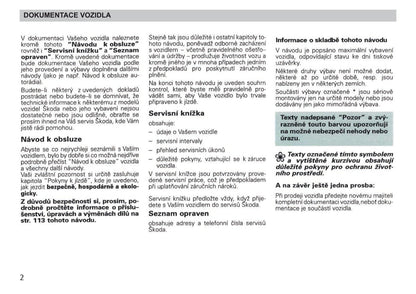 1998-1999 Skoda Felicia Owner's Manual | Czech