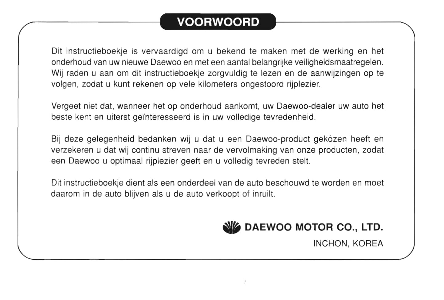 1997-2002 Daewoo Leganza Gebruikershandleiding | Nederlands