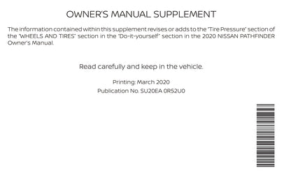 2020 Nissan Pathfinder Gebruikershandleiding | Engels