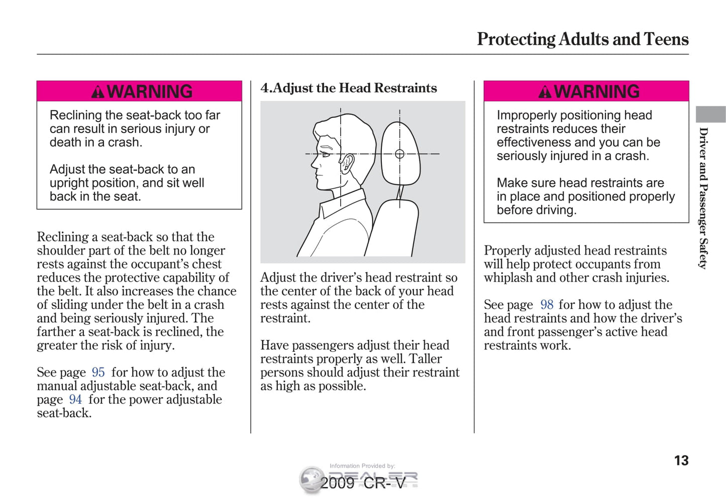 2009 Honda CR-V Owner's Manual | English