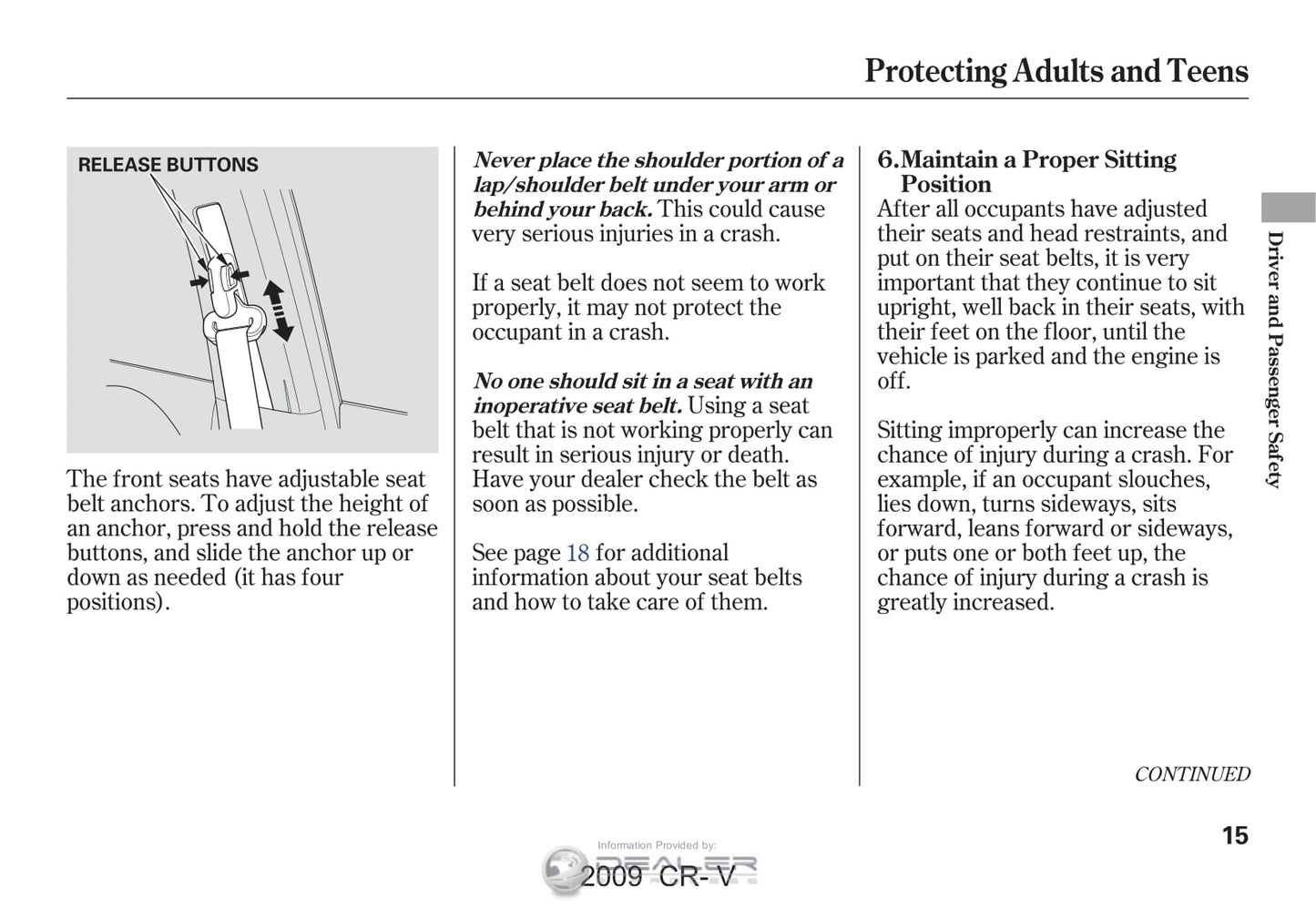 2009 Honda CR-V Owner's Manual | English