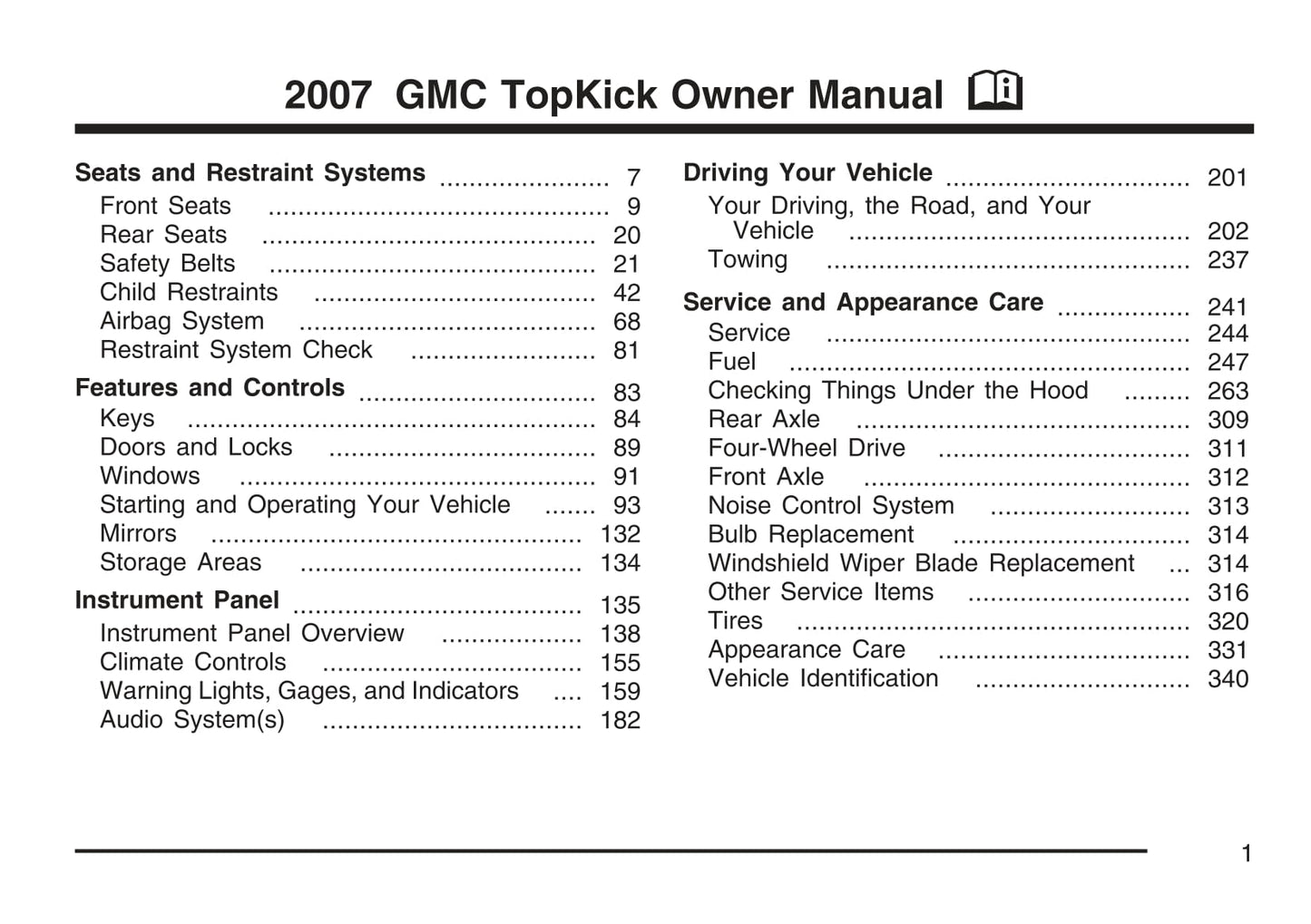 2007 GMC TopKick Gebruikershandleiding | Engels