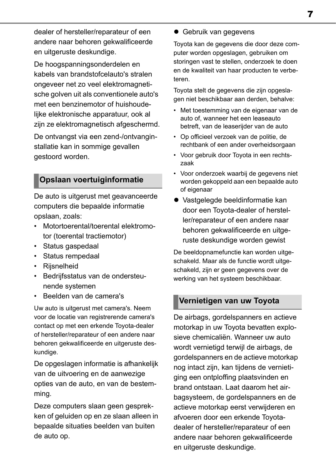 2021-2023 Toyota Mirai Gebruikershandleiding | Nederlands