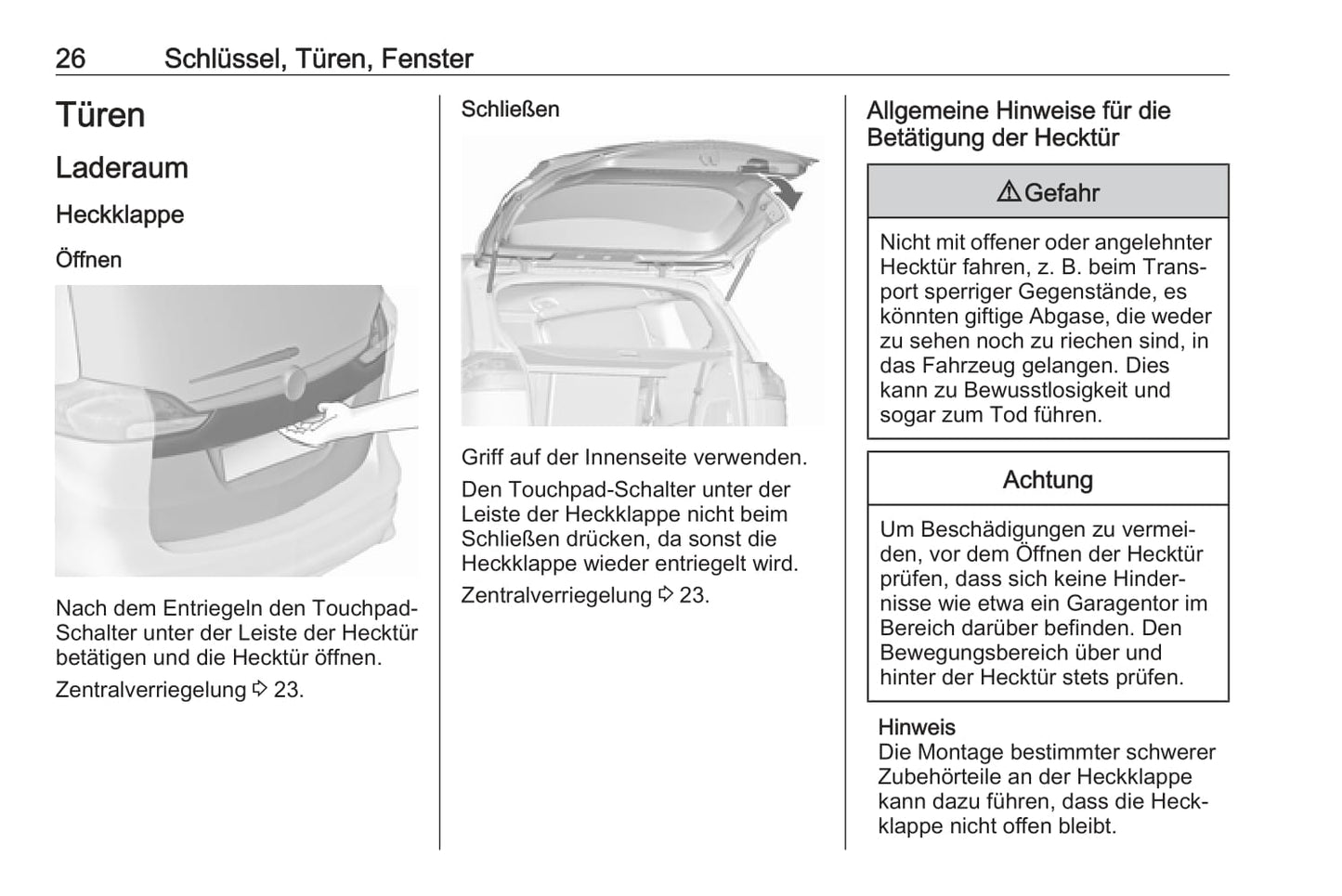 2017-2018 Opel Zafira/Zafira Tourer Owner's Manual | German