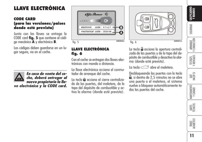 2005-2008 Alfa Romeo 159 Owner's Manual | Spanish