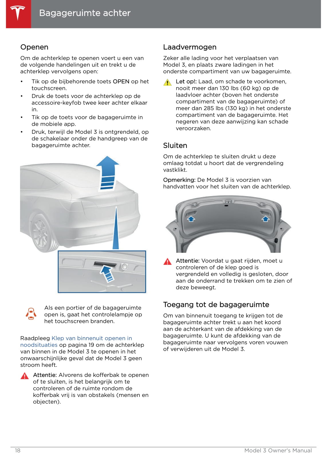 2019 Tesla Model 3 Owner's Manual | Dutch