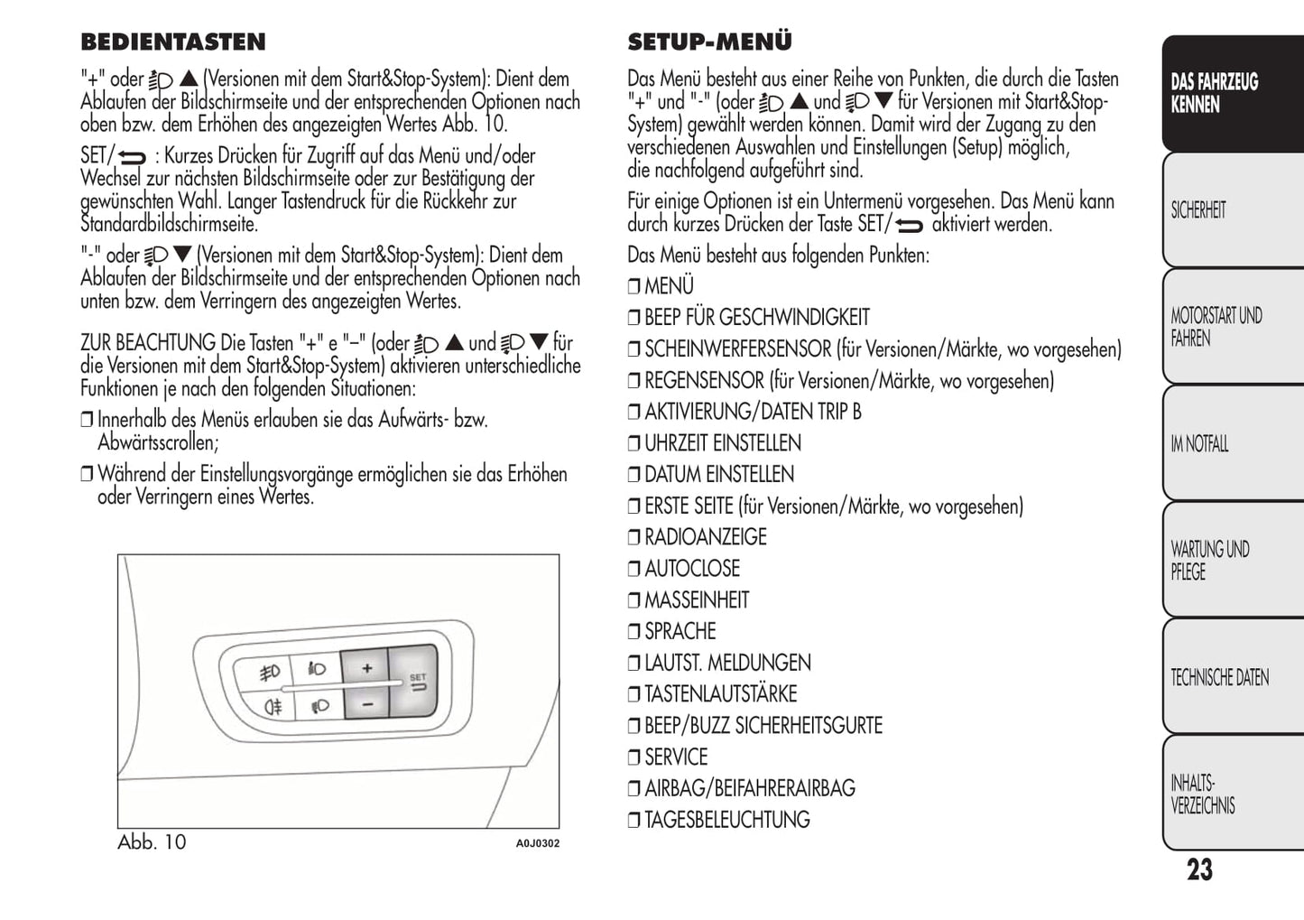 2008-2014 Alfa Romeo MiTo Owner's Manual | German