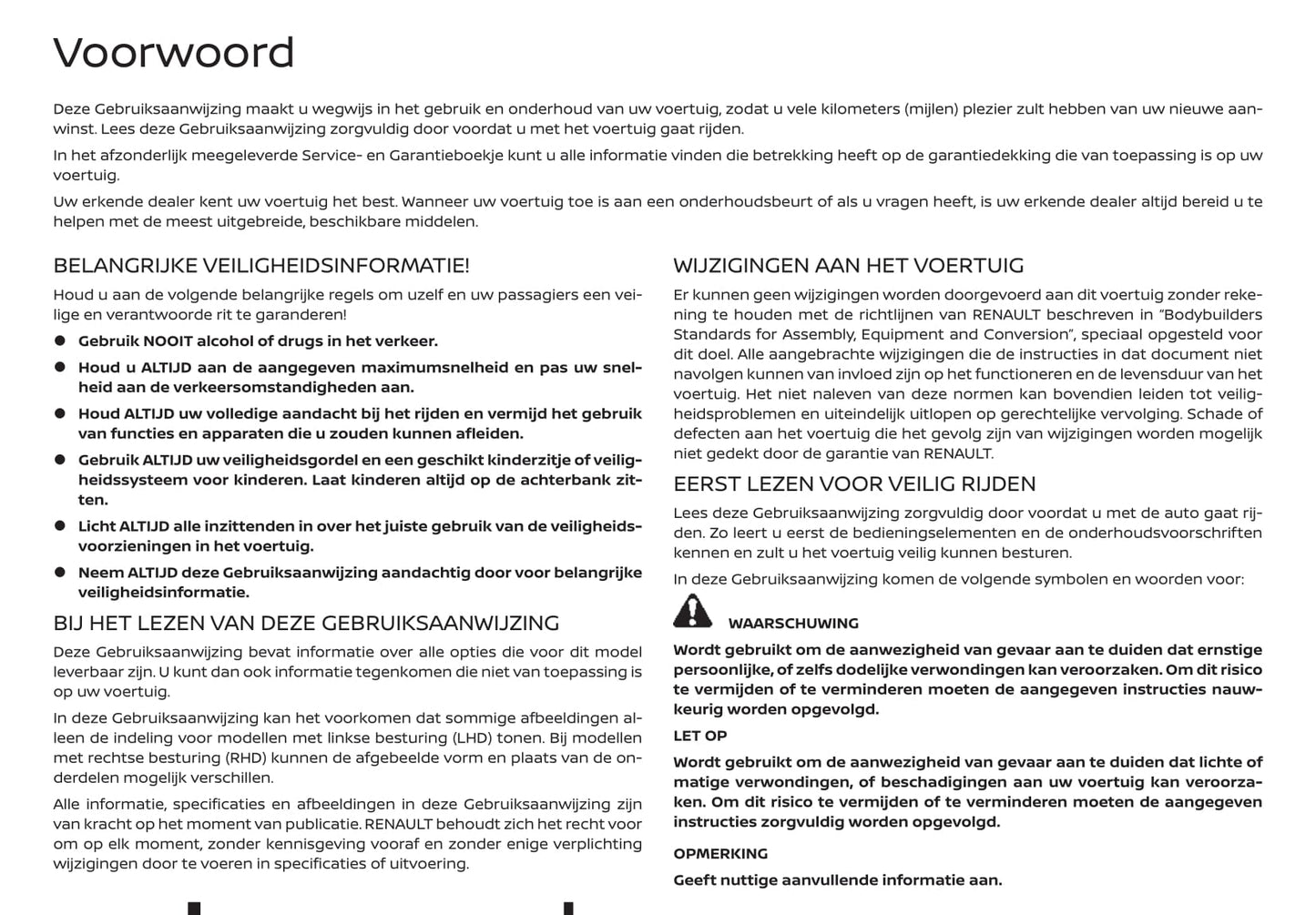 2018-2019 Renault Alaskan Owner's Manual | Dutch